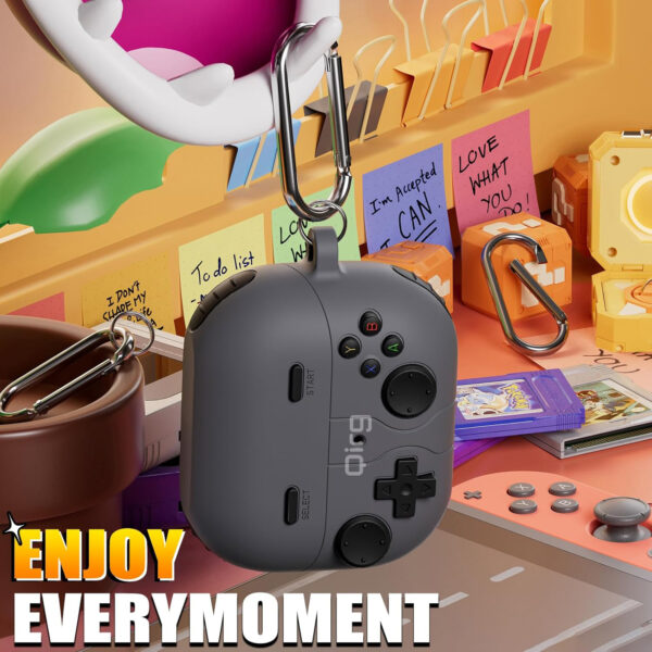 Game Cases for Samsung Galaxy Buds 3 Case & Galaxy Buds 3 Pro Case, Soft Silicone Game Player Design with 3D Button Cases Cover for Samsung Buds Pro 3 with Cleaner Kit - Dark Gray (Copy)