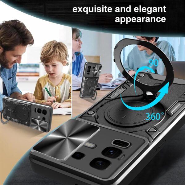 Armor Case for Infinix Note 50 S, Lens Push Window, Military Grade Shockproof Protective Cover with Kickstand for Infinix Note 50 S-Black