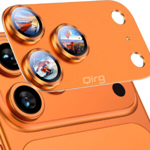 For iPhone 17 Pro Max Camera Lens Protector [Drop Protection] [Full Coverage] [3D Metal] [Case Friendly] Tempered Glass Camera Cover — Orange