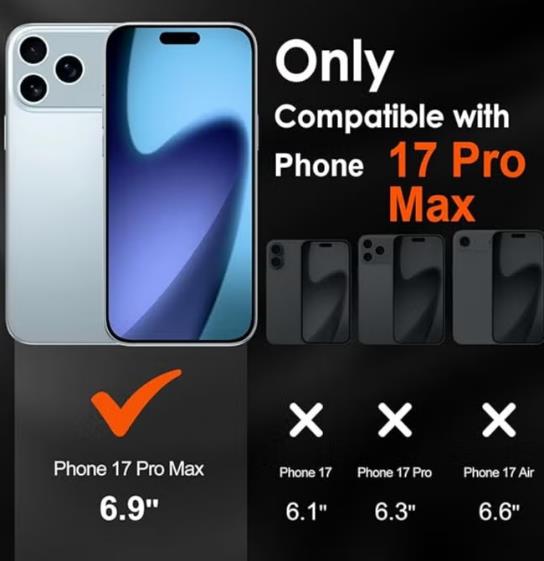 3-in-1 for iPhone 17 Pro Max Protection Set - Transparent Shockproof Case[Compatible with Magesafe] + Screen Protector and Camera Lens Protector, 360 Degree Protection Set