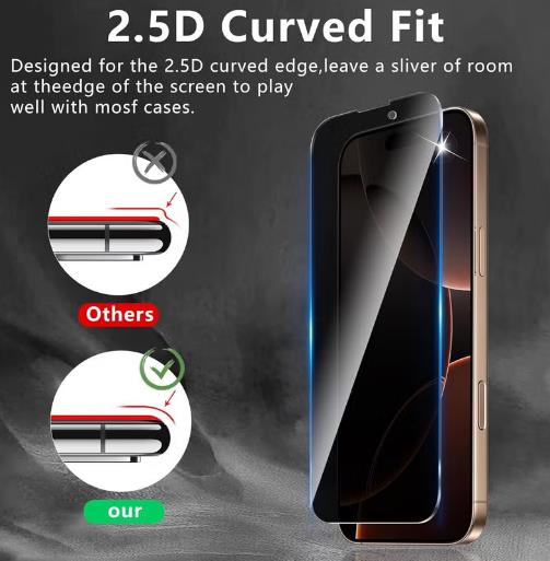 Generic 3 Pack iPhone 17 Pro Max Privacy Screen Protector,Support Fingerprint Unlock Screen Protector for iPhone 17 Pro Max ,High hardness Tempered Glass Film,Anti-Scratch Case Friendly
