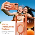 360 Spin Magnetic Stand Case for iPhone 17 Pro Max (Compatible with MagSafe) [Military Drop Protection] Matte Translucent Shockproof Protective Phone Case 6.9'', Orange