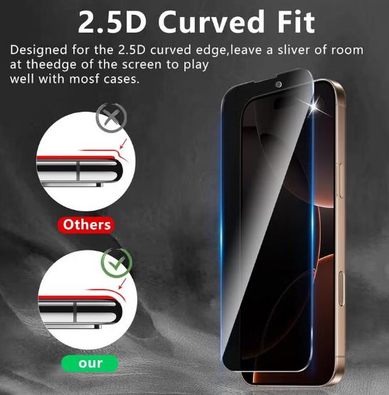 1 Pack iPhone 17 Pro Max Privacy Screen Protector, High hardness Tempered Glass Film,Anti-Scratch Case Friendly