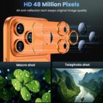 For iPhone 17 Pro Max Camera Lens Protector [Drop Protection] [Full Coverage] [3D Metal] [Case Friendly] Tempered Glass Camera Cover — Orange