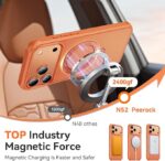 360 Spin Magnetic Stand Case for iPhone 17 Pro Max (Compatible with MagSafe) [Military Drop Protection] Matte Translucent Shockproof Protective Phone Case 6.9'', Orange