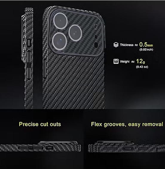 For iPhone 17 Pro Max Case Carbon fiber pattern, 0.5mm Slim Fit for iPhone 17 Pro Max Carbon Fiber Thin Case