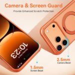 360 Spin Magnetic Stand Case for iPhone 17 Pro Max (Compatible with MagSafe) [Military Drop Protection] Matte Translucent Shockproof Protective Phone Case 6.9'', Orange
