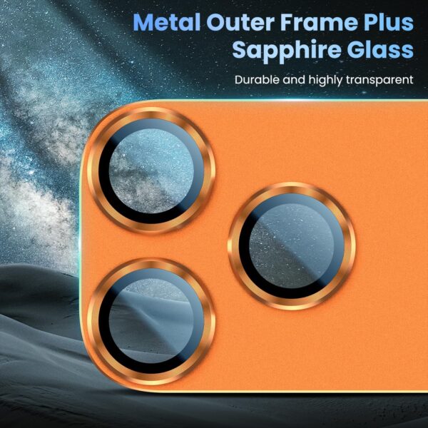 For iPhone 17 Pro Max Camera Lens Protector [Drop Protection] [Full Coverage] [3D Metal] [Case Friendly] Tempered Glass Camera Cover — Orange