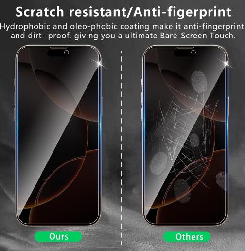Generic 3 Pack iPhone 17 Pro Max Privacy Screen Protector,Support Fingerprint Unlock Screen Protector for iPhone 17 Pro Max ,High hardness Tempered Glass Film,Anti-Scratch Case Friendly