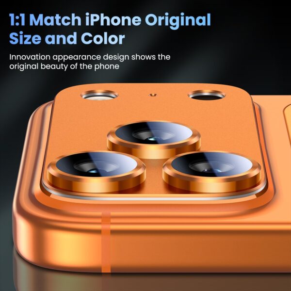 For iPhone 17 Pro Max Camera Lens Protector [Drop Protection] [Full Coverage] [3D Metal] [Case Friendly] Tempered Glass Camera Cover — Orange