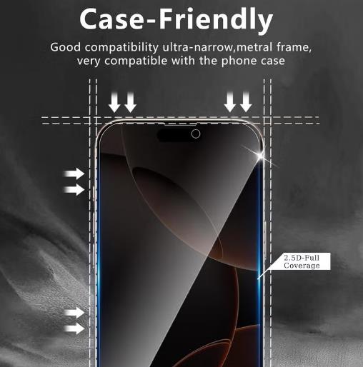 Generic 3 Pack iPhone 17 Pro Max Privacy Screen Protector,Support Fingerprint Unlock Screen Protector for iPhone 17 Pro Max ,High hardness Tempered Glass Film,Anti-Scratch Case Friendly
