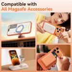 360 Spin Magnetic Stand Case for iPhone 17 Pro Max (Compatible with MagSafe) [Military Drop Protection] Matte Translucent Shockproof Protective Phone Case 6.9'', Orange