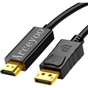 DisplayPort to HDMI Cable 6ft, (1.8m) 4K DP to HDMI Cable Adapter, One-Way DP 1.2 to HDMI 1.4 Cable, Compatible with PC TV Monitor Projector Laptop Dell HP etc