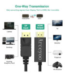 DisplayPort to HDMI Cable 6ft, (1.8m) 4K DP to HDMI Cable Adapter, One-Way DP 1.2 to HDMI 1.4 Cable, Compatible with PC TV Monitor Projector Laptop Dell HP etc