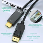 DisplayPort to HDMI Cable 6ft, (1.8m) 4K DP to HDMI Cable Adapter, One-Way DP 1.2 to HDMI 1.4 Cable, Compatible with PC TV Monitor Projector Laptop Dell HP etc